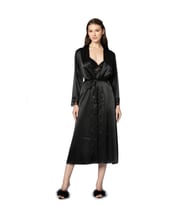 Pierre Cardin  Saten Dantelli Gecelik ve Sabahlık Takımı - 4370 (Siyah)