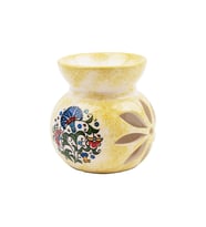 Motifli Seramik Buhurdanlık (Sarı)