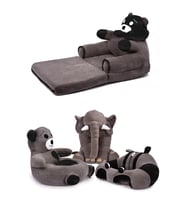 TOKKO Premium Dörtlü Set - Bebeyatmaz + Uyku Fili + Peluş Ayıcık + Çocuk Koltuğu - Antibakteriyel 4'Lü Set (Siyah)