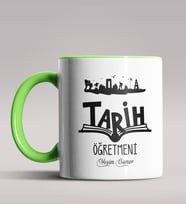 Kişiye Özel Tarih Öğretmeni Tasarımlı Siyah Renk Kupa Bardak 7 (Yeşil)
