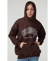 Unisex Los Angles Baskılı Sweatshirt (Kahverengi)