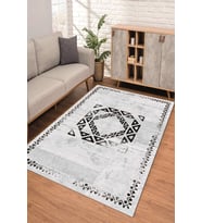 Dijital Kaymaz Taban Yıkanabilir Renkli Salon Halısı Mutfak Halısı Yolluk ND-SD-1051 (Beyaz)