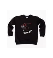 Spiderman baskılı örümcek adam pamuklu kumaş çocuk sweatshirt (Siyah)