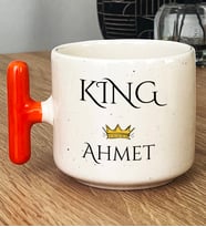 Kişiye Özel King Hediye T Kupa Bardak Sevgiliye Hediye (Turuncu)