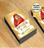 6 Ay Kınası Temalı Kişiye Özel Resimli Doğum Günü Magneti  8x6 Cm 10 Adet (Gold)