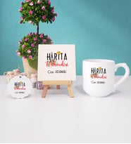 Harita Mühendisi Kupa Bardak Lacivert Dekoratif Taş Baskı Anahtarlık (Model 8)