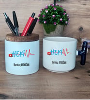 Hekim Hediye Sepeti Kupa Bardak T Kulplu, Kalemlik Hediyeleri Doktora Tıp Bayramı Hediyesi (Model 2)