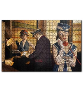 Cakapuzzle Bilet Gişesi ve Birinci Sınıf Yolcu Puzzle Yapboz MDF (Ahşap) (500 Parça)