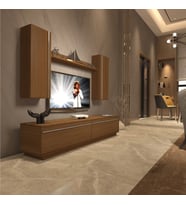 Decoraktiv Eko 5DB Mdf Std Tv Ünitesi Tv Sehpası - Parlak Beyaz (Ceviz)