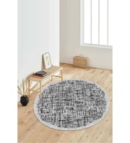 Dijital Baskılı Kaymaz Taban Yıkanabilir Yuvarlak Salon Halısı Koridor Halısı Paspas NDY-HT-181 (Gri)