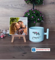 Eşe Hediye Mrs Fotoğraflı Dekoratif Taş, Kupa Bardak Beyaz Hediye Yıl Dönümü Hediyesi (Model 12)