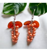 Crystal Atelier İnci Düşler Doğal İnci Tasarım Aesthetic Soft Vibes Vintage Etnik Otantik Salkım Sallantılı Kombin Tasarım Hediyelik Üzüm Kadın Küpe (Rose)