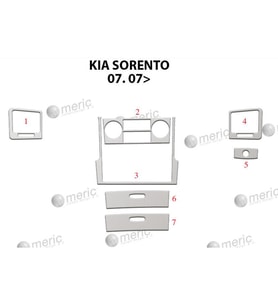 Meriç® Kia Sorento Ön Torpido Kaplama Maun 7 Parça 2007-2010 (Alüminyum)