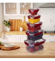 5'li Master Dikdörtgen Saklama Kabı (550 ml - 1000 ml - 1800 ml - 3000 ml - 5000 ml) (Bordo)