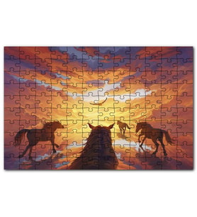 Cakapuzzle Güne Koşan Atlar Fantastik Puzzle Yapboz MDF (Ahşap) (1000 Parça)
