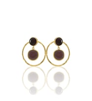 Kadir Jewellery 22 Ayar Altın Kaplama Kadın Halka Küpe -El İşçiliği Ve Hipoalerjenik Küpe (Bordo)