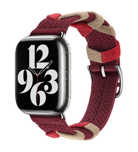 Watch 44mm KRD-97 Sarmal Örgü Tasarımlı Kordon (Kırmızı)
