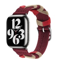 Watch 44mm KRD-97 Sarmal Örgü Tasarımlı Kordon (Kırmızı)