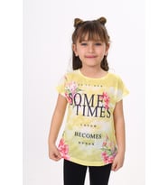 Toontoy Kız Çocuk Sometimes Baskılı Tişört (Sarı)