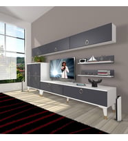 Decoraktiv Eko 8 Mdf Std Gold Tv Ünitesi Tv Sehpası (Beyaz - Antrasit)