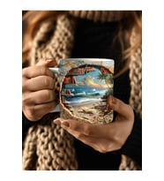 Kitaplık Kütüphane Baskılı 3D Tasarım Seramik Kupa Mug - Hediyelik Kupa Bardak (36)