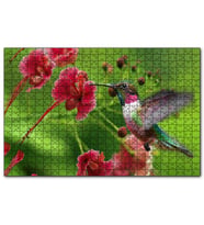Cakapuzzle Kırmızı Çiçekler ve Sinekkuşu  Puzzle Yapboz MDF (Ahşap) (500 Parça)