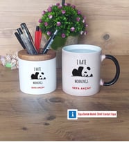 Sevimli Panda Kalemlik, Kupa Bardak T Kişiye Özel Hediye (Model 3)