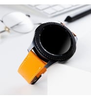 vagave Samsung Watch 4 Watch 5 Watch 5 Pro Active 2 Uyumlu Deri Kordon- 20mm (Sarı)