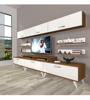 Decoraktiv Ekoflex 8y Slm Retro Tv Ünitesi Tv Sehpası (Beyaz - Kahverengi)
