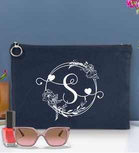 BK Gift Kişiye Özel Harfli Astarlı Portföy Çanta 30x21cm(12 Renk Seçeneği), Baskılı El Çantası, Organizer Çanta (Lacivert)
