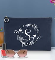 BK Gift Kişiye Özel Harfli Astarlı Portföy Çanta 30x21cm(12 Renk Seçeneği), Baskılı El Çantası, Organizer Çanta (Lacivert)
