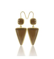 Kadir Jewellery 22 Ayar Altın Kaplama Kadın Sallantılı Küpe -El İşçiliği Ve Hipoalerjenik Küpe (Kahverengi)