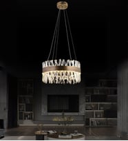 Roxy 50'lik Taşlı Sarkıt Led Avize  Kristal Taş Salon Avize (Eskitme Altın)
