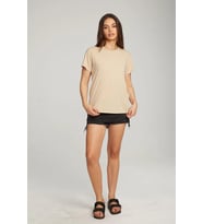 Süperlife Kadın Bisiklet Yaka Standart &Regular Fit Tişort spr21yk30 (Bej)