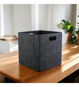 Dolap İçi Düzenleyici 1 Adet Organizer 3mm Keçe 32x32x32 cm Çok Amaçlı Gri Keçe Kutu (Antrasit)