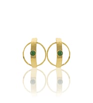 Kadir Jewellery 22 Ayar Altın Kaplama Vintage Küpe -El İşçiliği Ve Hipoalerjenik Küpe (Yeşil)