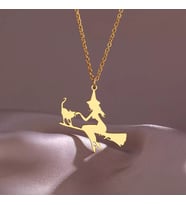 Kişiye Özel 925 Ayar Gümüş Cadı Kolye (Gold)