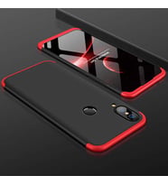 Huawei Y7 Prime 2019 Kılıf Zore Ays Full Koruma Kılıf (Siyah-Kırmızı)