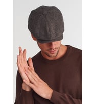 Erkek Peaky Balıksırtı Desenli İngiliz Kasket Şapka (Beyaz - Kahverengi)