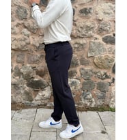 Gd Goldoremi Erkek Slim Fit Beli Lastikli İpli Fermuarlı Likralı Ascoli Kumaş Rahat Jogger (Lacivert)