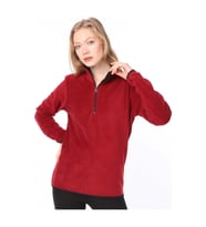 Ghassy Co. Kadın Yarım Fermuarlı Spor Polar Sweatshirt 9 Renk (Bordo)