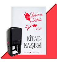 Kişiye Özel Çiçek Buketi 14 2021 Otomatik Kitap Kaşesi (Kırmızı)