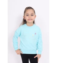 Toontoy Kız Çocuk Nakışlı Sweatshirt (Su Yeşili)