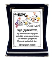 Müzik Öğretmenine Hediye İsim Baskılı Plaket - Öğretmenler Günü Hediyesi (Lacivert)
