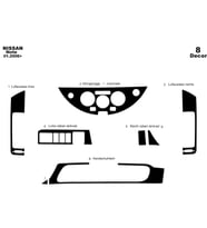 Meriç® Nissan Note Ön Torpido Kaplama Maun 8 Parça 2006-2011 (Piano Black)