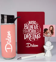 Kişiye Özel Defter Kalem Matara Ve Fotoğraflı Notluk Seti 93524 (Bordo)