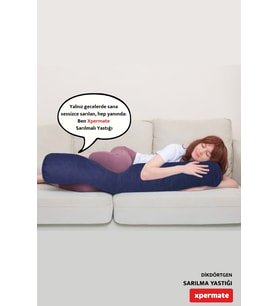 XPERMATE Sarılma Yastığı , Uyku Yastığı , Bacak Arası Yastığı Silindir 150x20 cm (Lacivert)