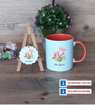 Flamingo Kupa Bardak Kırmızı ve Ahşap Anahtarlık HediyeArkadaşa Doğum Günü Hediyesi (Model 12)