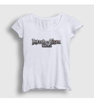 Presmono Kadın Sarı Logo Anime Attack On Titan T-Shirt 124133tt (Beyaz)