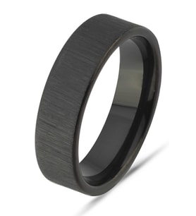 6mm Fırçalanmış Mat Düz Kadın Erkek Çelik Alyans Yüzük (Siyah) cl46